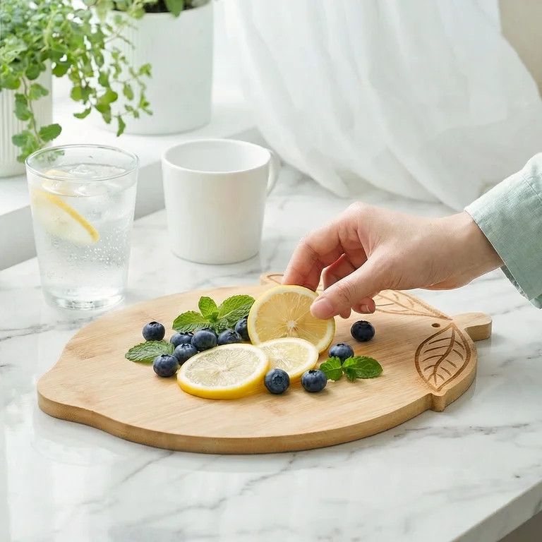 Cook with Color 9.5x12-Inch Decorative Wood Cutting and Serving Board, Lemon | Walmart (US)