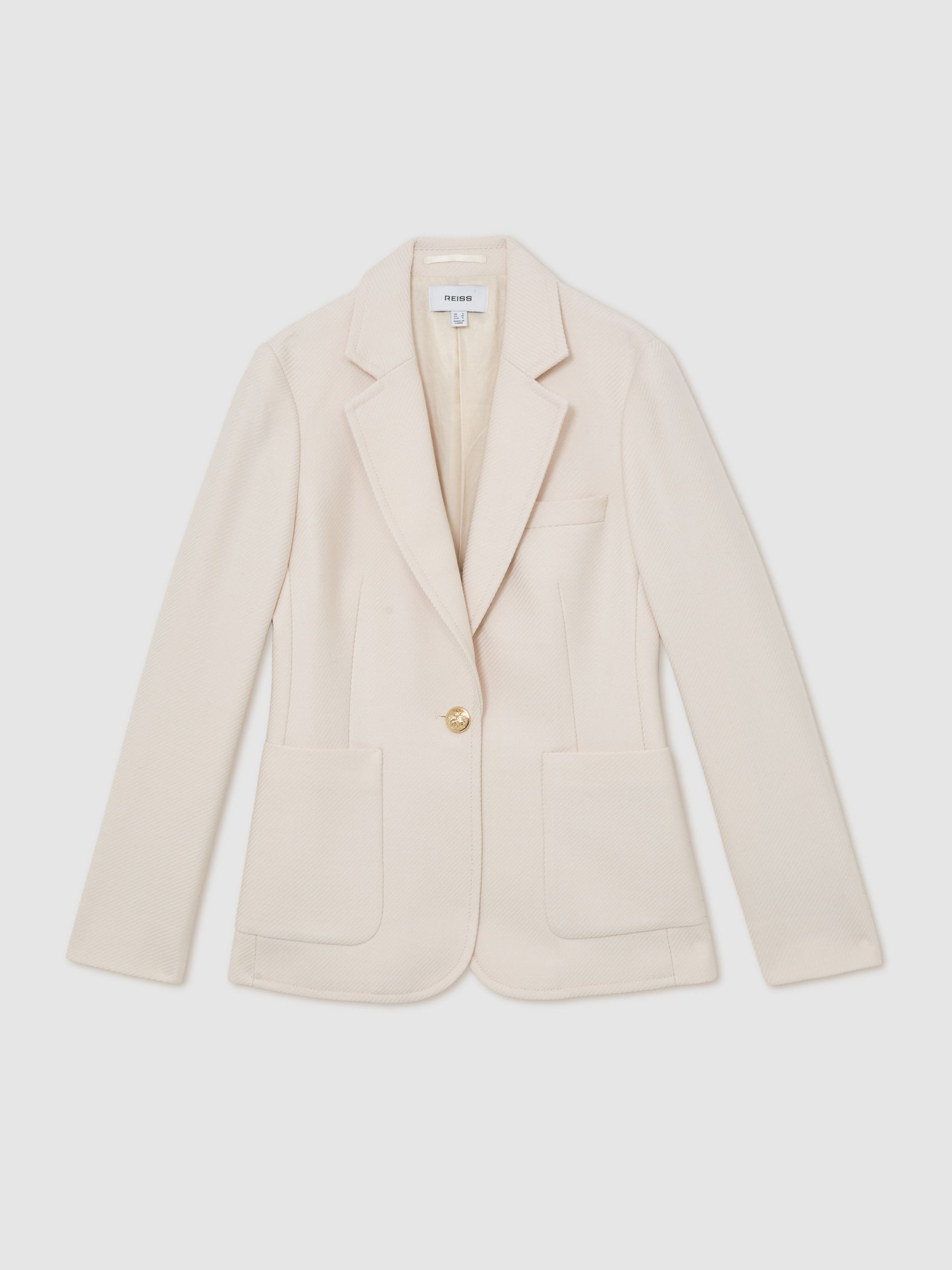 Reiss Wool-Blend Single-Breasted Blazer in Cream | REISS | Reiss US