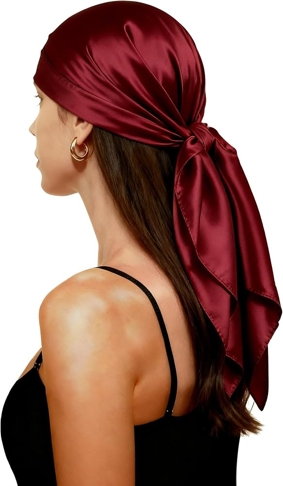 35 ''Headscarf for Women，Square Silk-Like Headscarf,Breathable Fashion Bandana,Multiple Colors | Amazon (US)