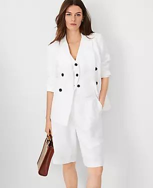 The Tailored Double Breasted Blazer in Linen Blend | Ann Taylor (US)
