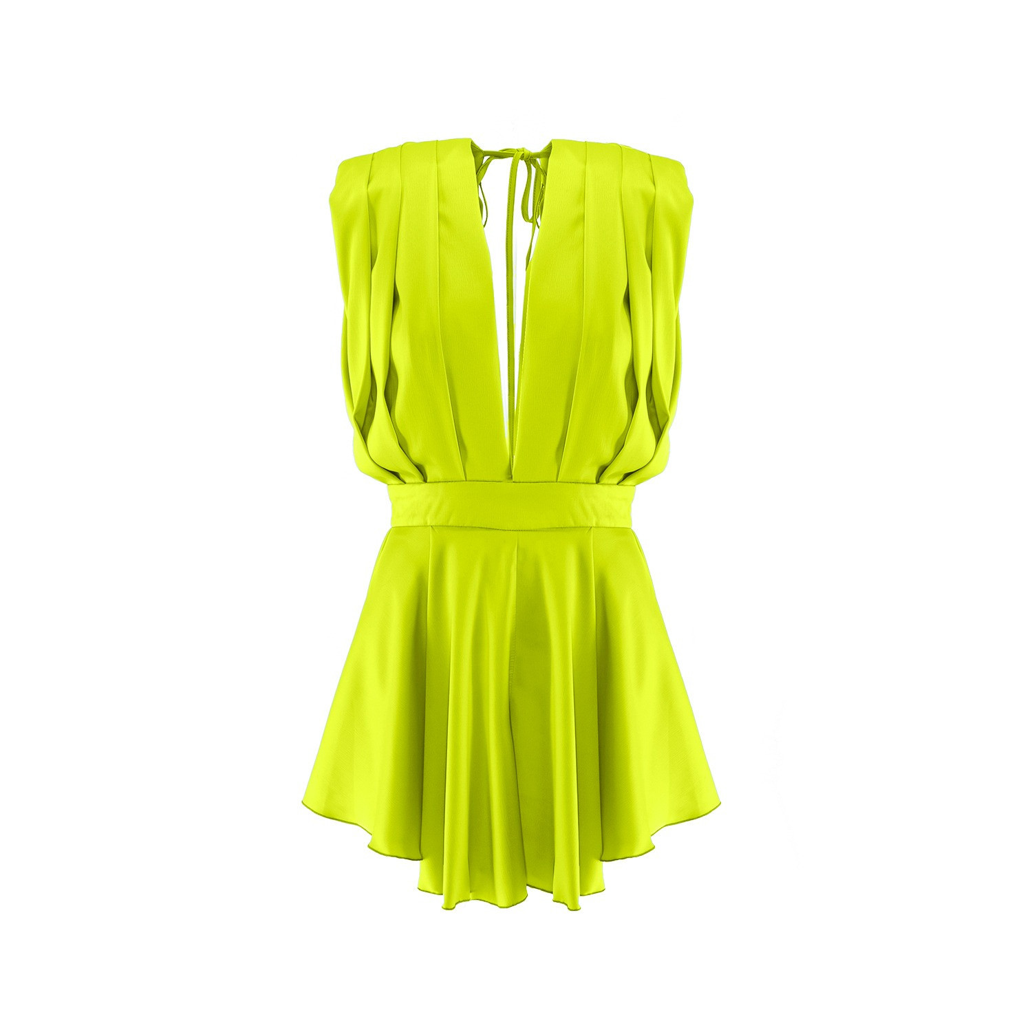Neon Green Mini Draped Jumpsuit | Wolf & Badger (US)