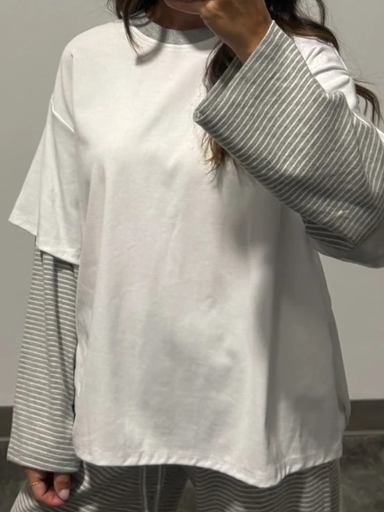 Double Up Oversized Long Sleeve Tee | Snowdrift | Shop Talulah