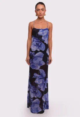 vestido longo estampado blue moon  Estampa Floral | Dafiti (BR)