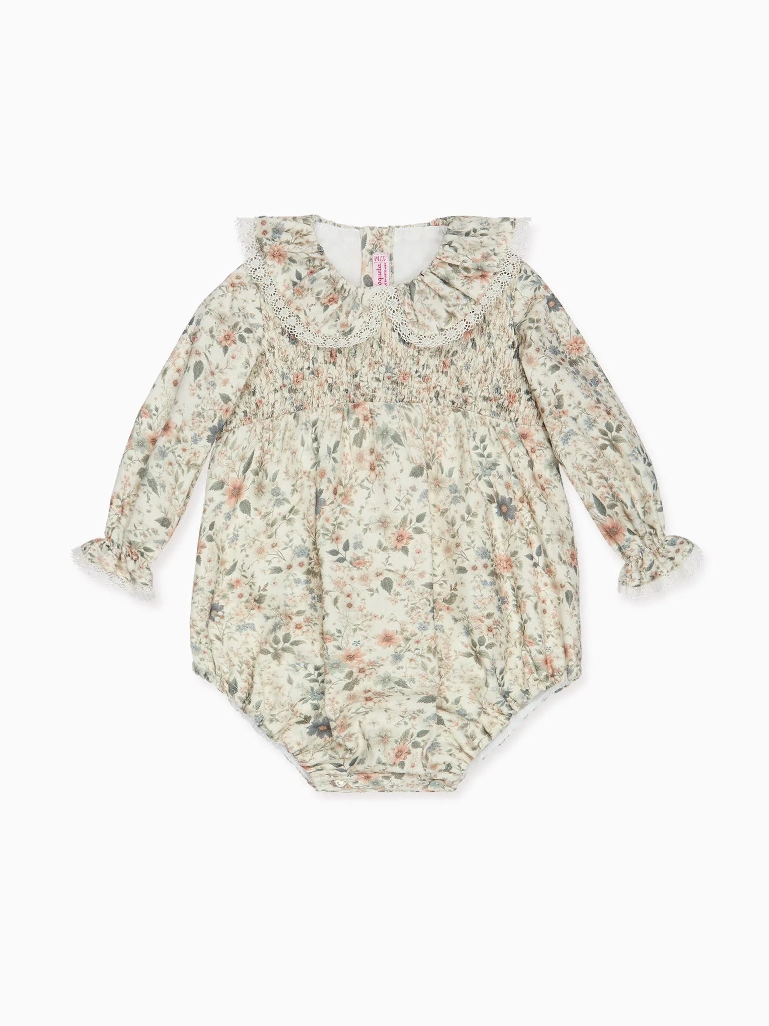 Ivory Floral Lorena Baby Girl Romper | La Coqueta (US)