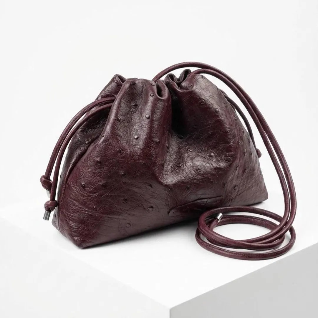 Genuine Ostrich Leather Clutch Bag, Luxury Burgundy Pouch Bag, Exotic Leather Handbag for Women, ... | Etsy (US)