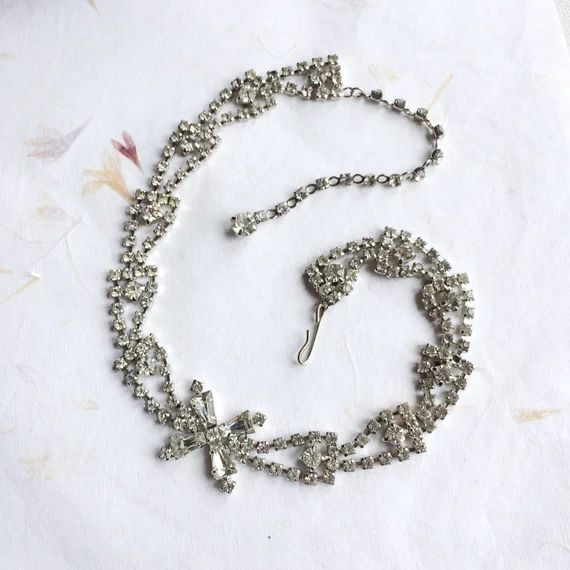 Vintage diamante choker, vintage rhinestone necklace, crystal necklace, paste necklace, prom necklac | Etsy (US)
