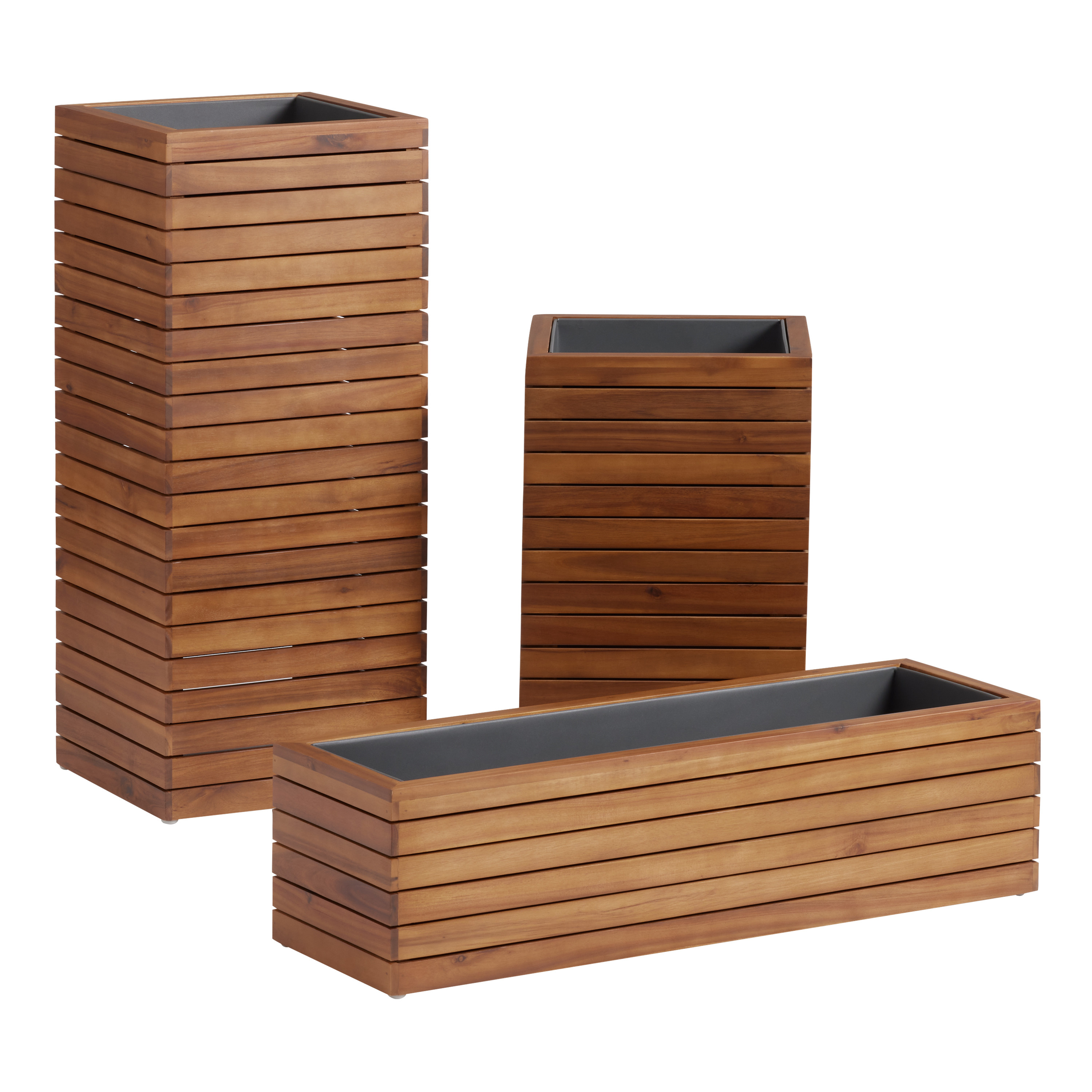 Alicante Wood And Metal Outdoor Planter | World Market