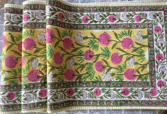 Table Runner 13x67 Inch 170cm Hand Block Printed 100% | Etsy | Etsy (US)