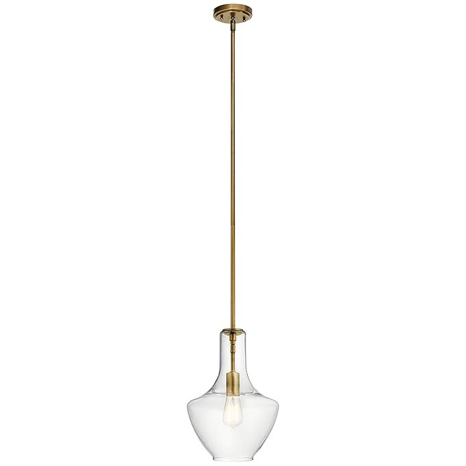 Kichler 42141NBR Everly Pendant, 1-Light 100 Watts, Natural Brass | Amazon (US)