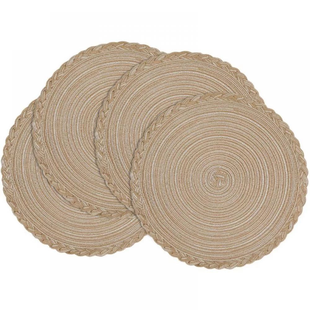Round Braided Placemats Set of Round Table Mat for Dining Tables 15 inch - Walmart.com | Walmart (US)
