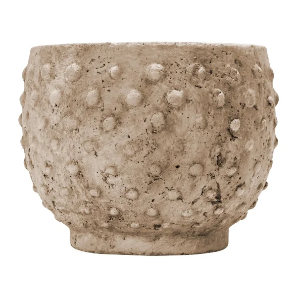 Creative Co-Op Round Sandstone Hobnail Planter with Distressed Finish, Greige | Walmart (US)