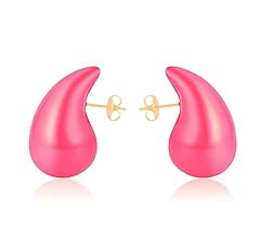 Chunky Gold Hoop Earrings for Women, Lightweight Waterdrop Hollow Open Hoops Tear Drop Silver Gold T | Amazon (US)