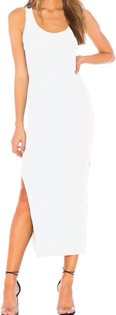 CMZ2005 Women Scoop Neck Sleeveless Dresses Causal Bodycon Tank Dress 71819 | Amazon (US)