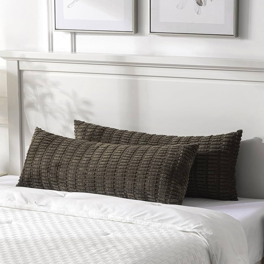 Fancy Homi 2 Packs Dark Brown Long Body Lumbar Decorative Throw Pillow Covers 14x36 Inch for Bed ... | Amazon (US)