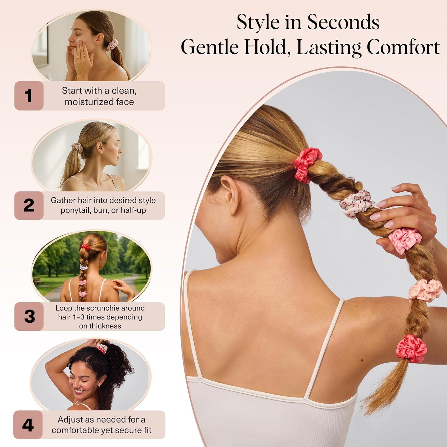 Kitsch Satin Scrunchies for Women - No Crease Hair Ties for Girls | Scrunchies For All Hair Types... | Amazon (US)