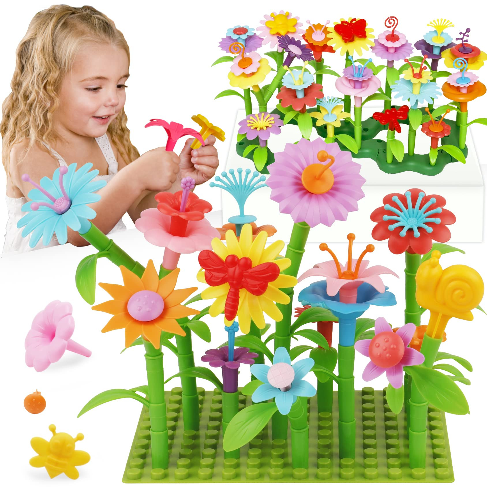 3-6 Years Old Toddler Toys - Flower Garden Building Toy with Insect Pegs, Educational Activity Gi... | Amazon (US)