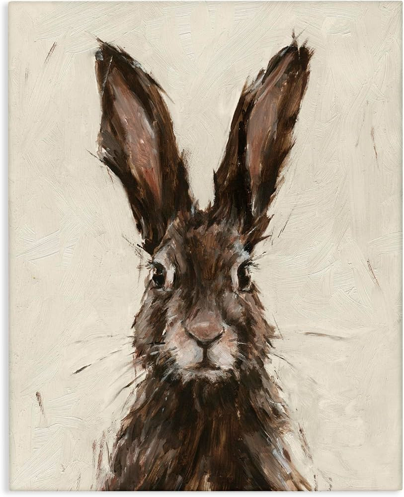 Stupell Industries Brown European Rabbit Hare Portrait Painting, Gallery Wrapped Canvas, 16 x 20 | Amazon (US)