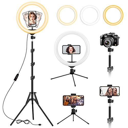 13 inch Ring Light with Floor Tripod and Desk Stand(Ringlight Kit Totally 74" Tall), LED Circle Ligh | Amazon (US)