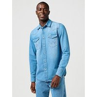 Wrangler Long Sleeve Western Denim Shirt- Blue | Very (UK)