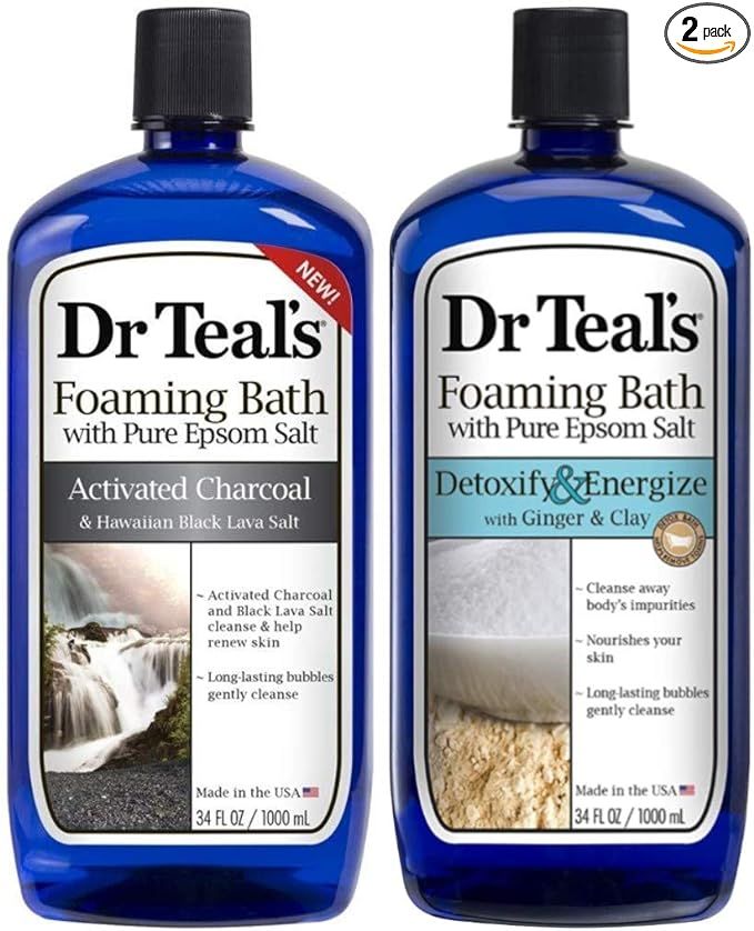 Dr Teal's Foaming Bath Combo Pack (68 fl oz Total), Activated Charcoal & Hawaiian Black Lava Salt... | Amazon (US)