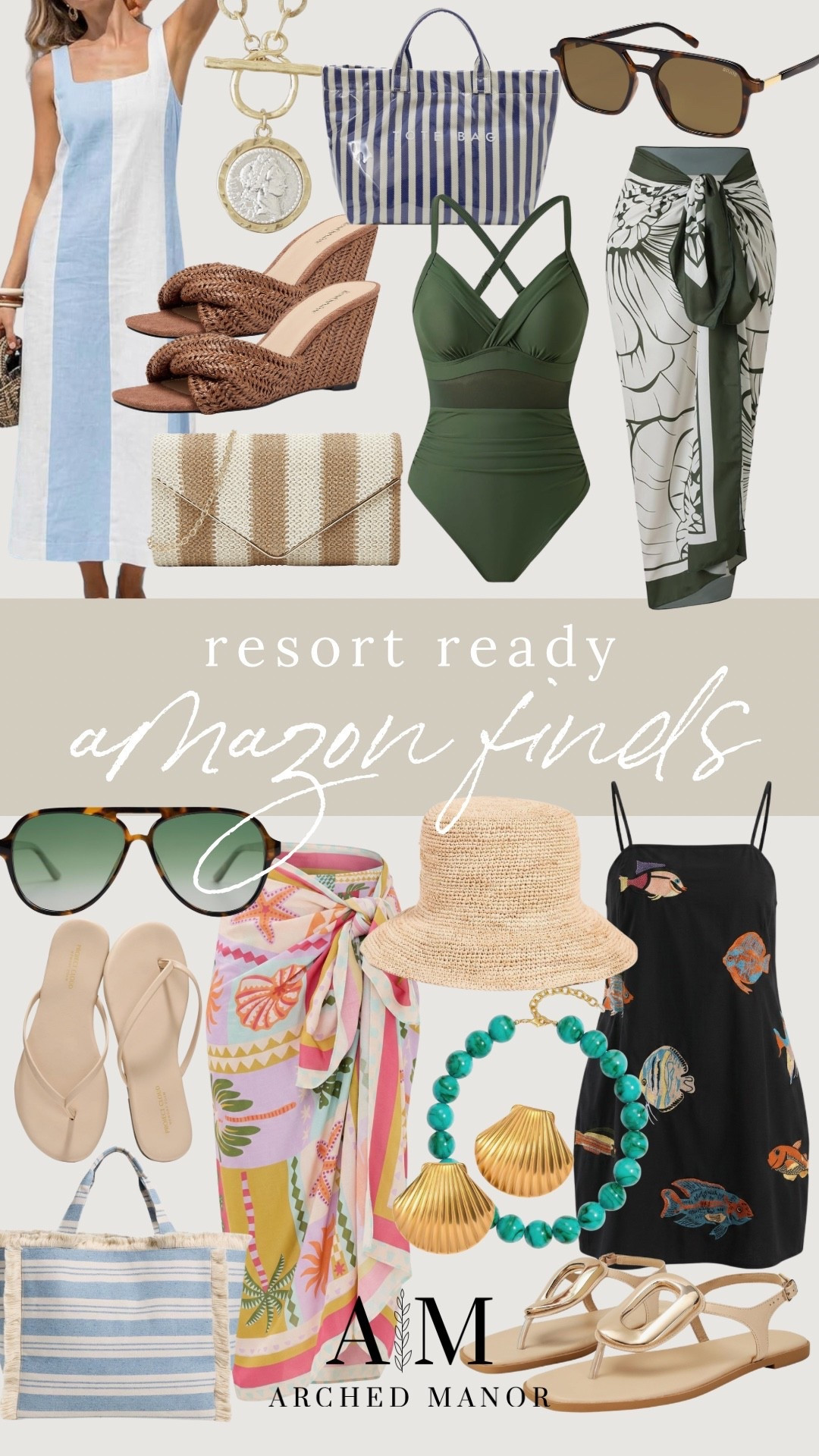 Amazon fashion finds but make it ☀️ resort wear ☀️ I love this fish dress and this sarong/swimsuit set! So many fun and easy ways to upgrade your beach look 🏖️

#LTKSeasonal #LTKmomlife #LTKootd