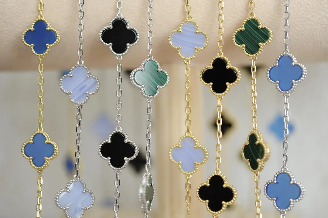 10 clover necklace, ten four leaf clover necklace 18k gold plated silver, 15mm clover, clover jew... | Etsy (US)