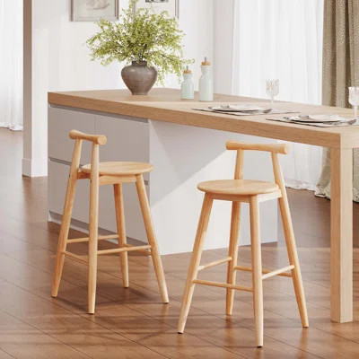 Grove Indoor Rubberwood Barstool, Set Of 2 | Wayfair North America