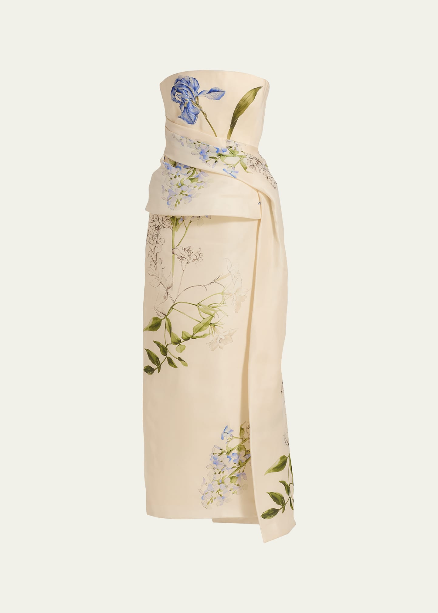 Monique Lhuillier Iris Gazar Silk Strapless Peplum Drape Ankle Gown | Bergdorf Goodman