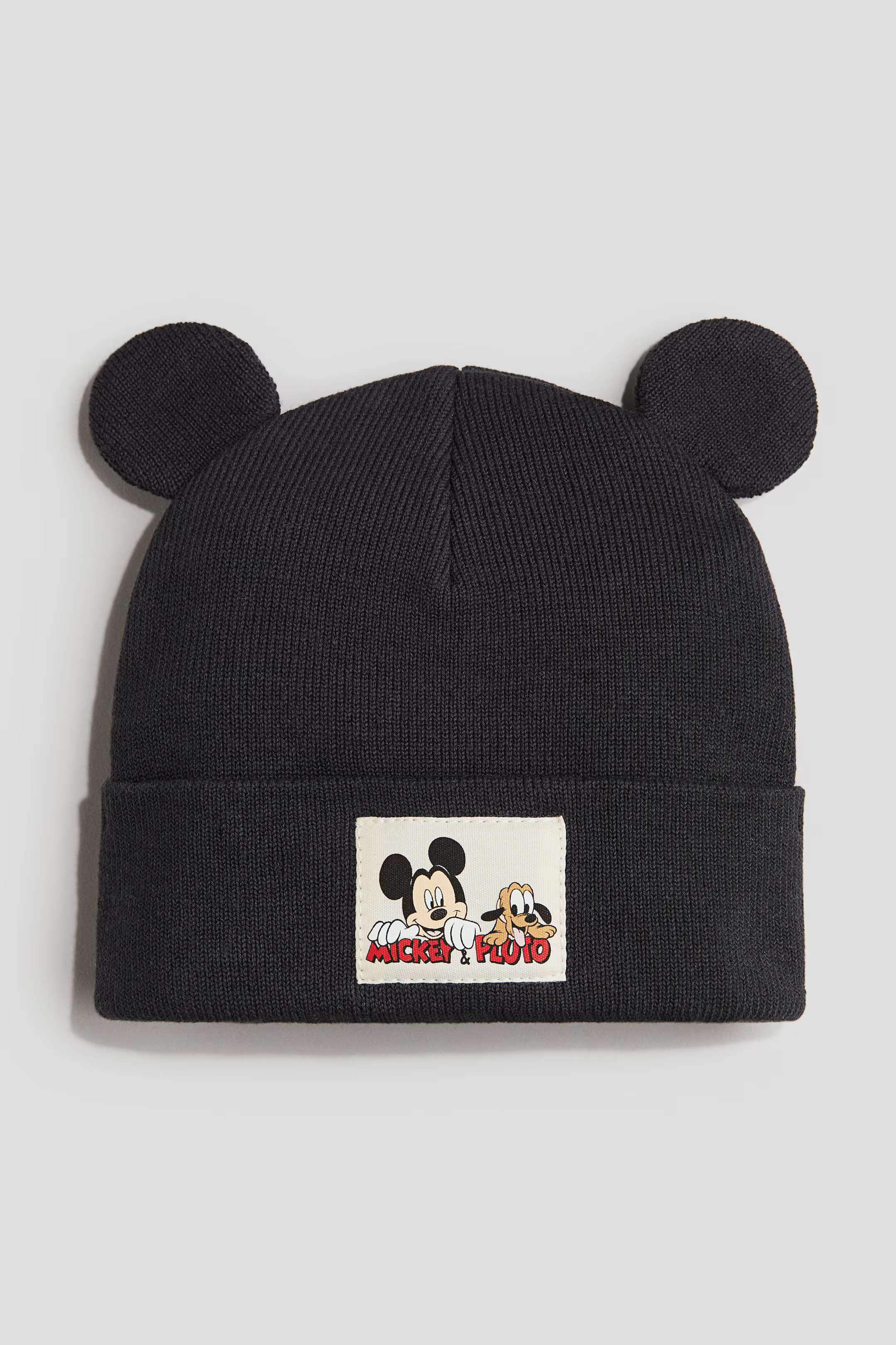 Appliquéd Beanie - Black/Mickey Mouse - Kids | H&M US | H&M (US + CA)