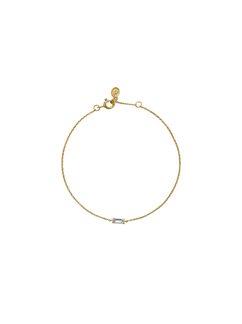 BAGUETTE LAB WHITE SAPPHIRE GOLD CHAIN BRACELET | Dorsey