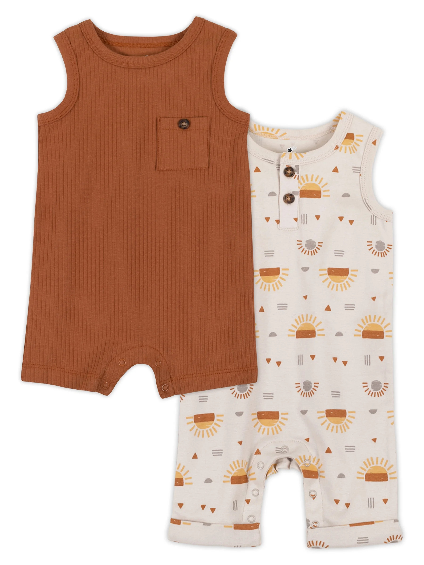 Little Star Organic Baby Boys 2Pk Rompers, Size Newborn-24 Months | Walmart (US)