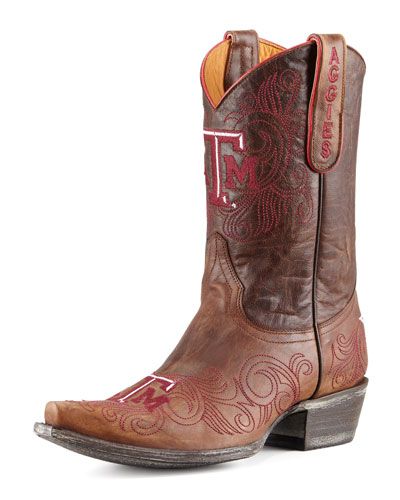 Texas A&amp;M Short Gameday Boots, Brass | Neiman Marcus