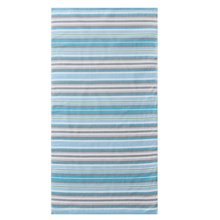Better Homes & Gardens Coastal Tropez Striped Blue & Gray Cotton-Blend Beach Towel | Walmart (US)