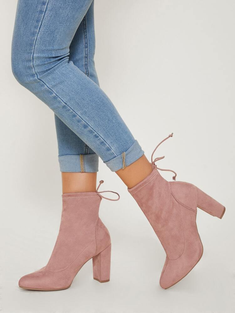 Faux Suede High Heel Sock Boots | SHEIN