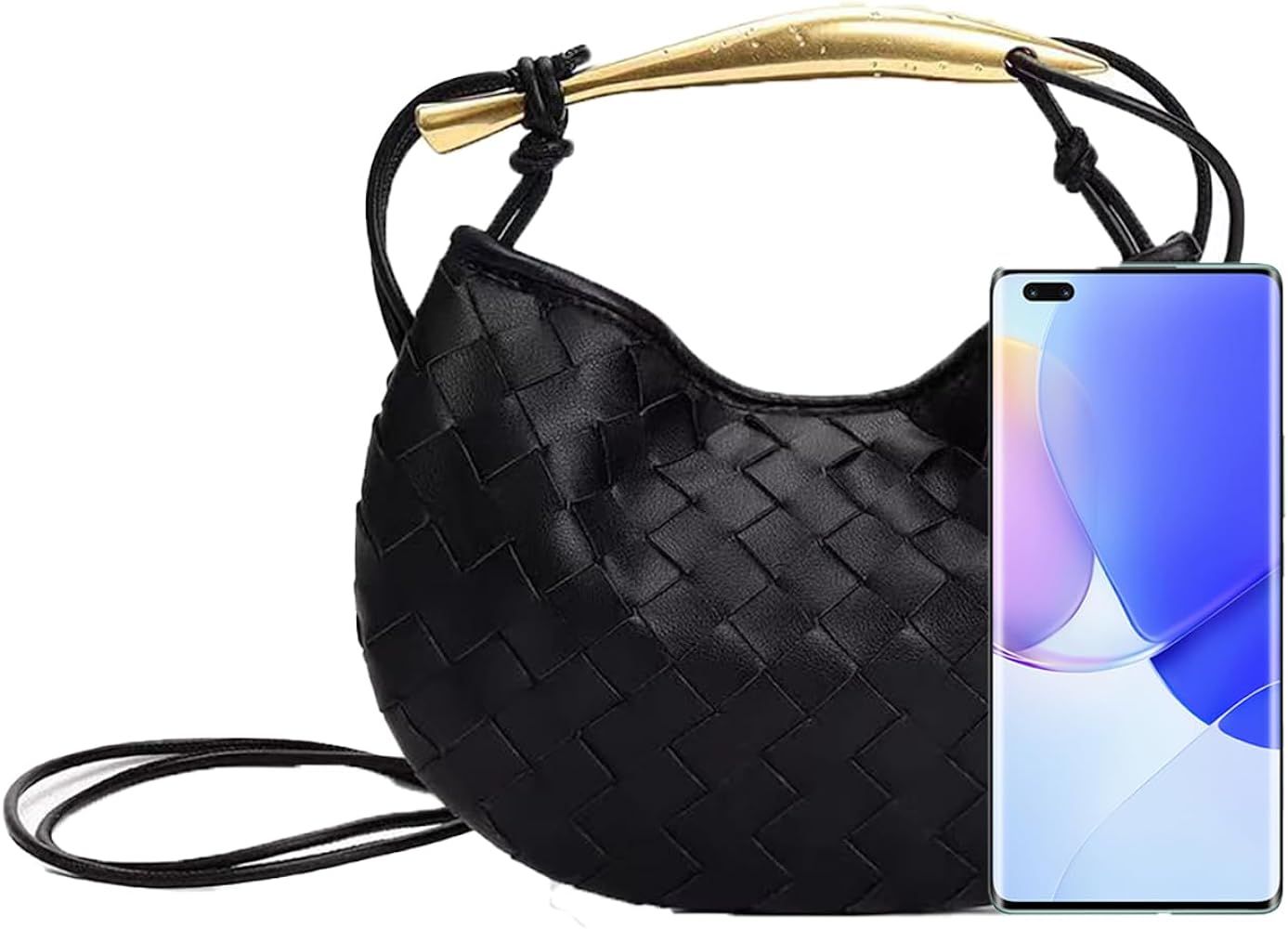 Woven Leather Handbags Fashion Dumpling Bag Evening Bag for Women Hobo Bag Knotted Clutch Purse | Amazon (US)