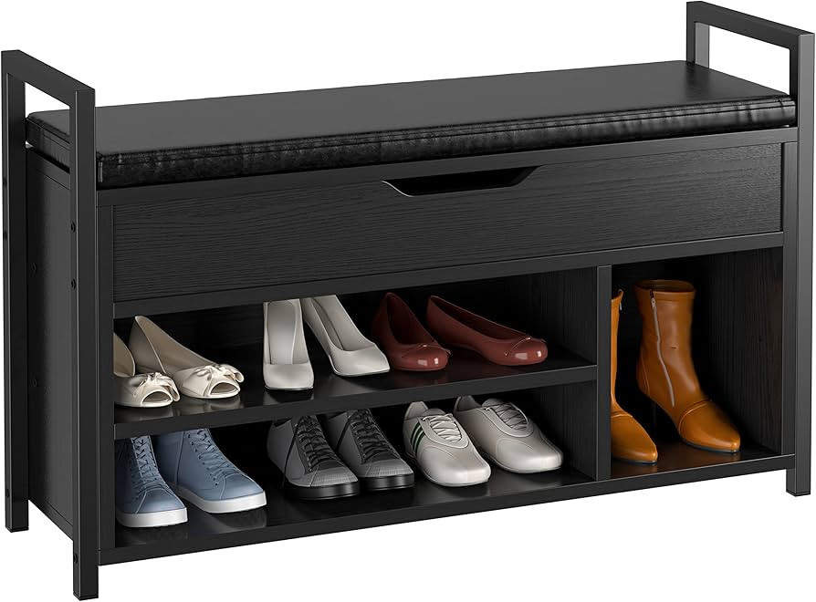 IRONCK Shoe Storage Bench, Entryway Bench with Lift Top Storage Box, Metal and Board Bench for En... | Amazon (US)