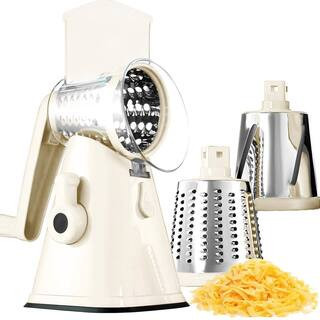 NutriSlicer 3-in-1 Spinning/Rotating Mandoline and Countertop Food Slicer and Grater in Cream | The Home Depot