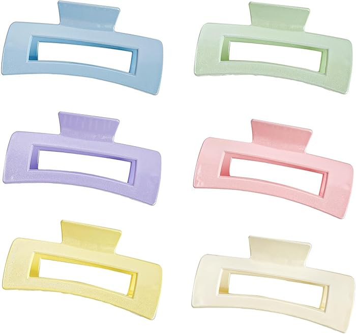 Women's Colorful 4 inch Hair Claw Clips Set 6-pieces Large claw Clips for Thick Hair Strong Hold ... | Amazon (US)