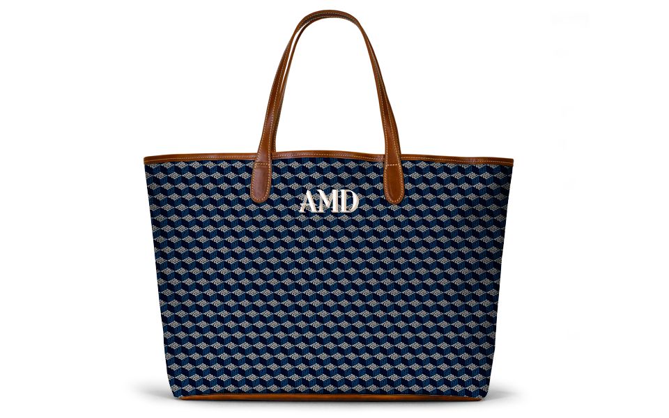 St. Anne Zippered Tote - Monogram Stripe - 190.00 | Barrington Gifts