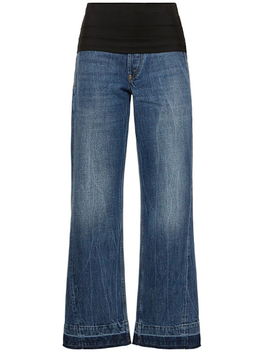 Mid rise denim & fabric wide jeans | Luisaviaroma