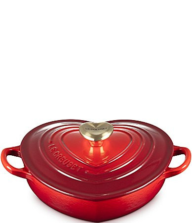 Le Creuset Cast Iron Traditional Heart Dish 1.25-Quart with Light Gold Heart Knob - Cerise | Dillard's