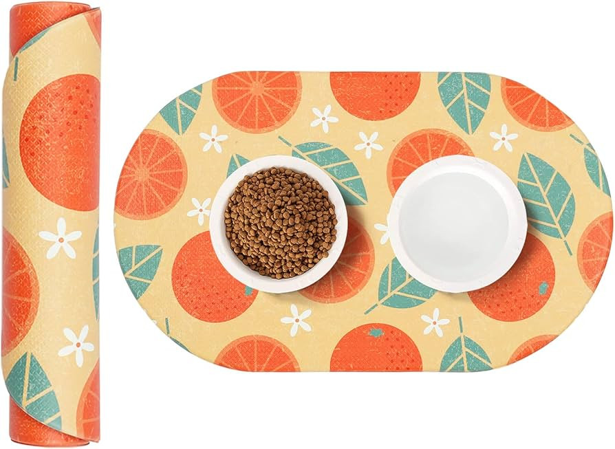 HACHIKITTY Cat Food Mat for Pet Bowls Dispenser, 25"x 14" Cute Dog Food Mat for Floor Waterproof,... | Amazon (US)