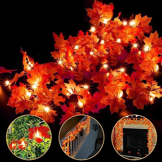 Camlinbo 3 Pack Fall Lights Fall Decorations, 30Ft/60 Led Maple Leaf Light Battery Operated Fall ... | Amazon (US)