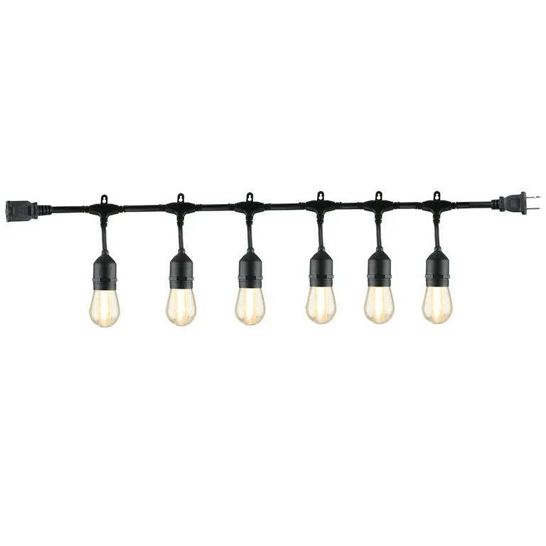 Better Homes & Gardens 12-foot 6-count Shatterproof Bulb Outdoor Commercial String Light, Black w... | Walmart (US)