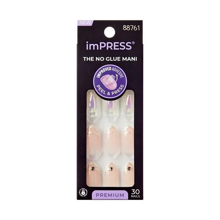 KISS imPRESS Premium Medium Almond Press-On Nails Glossy Pink 30 Pieces | Walmart (US)