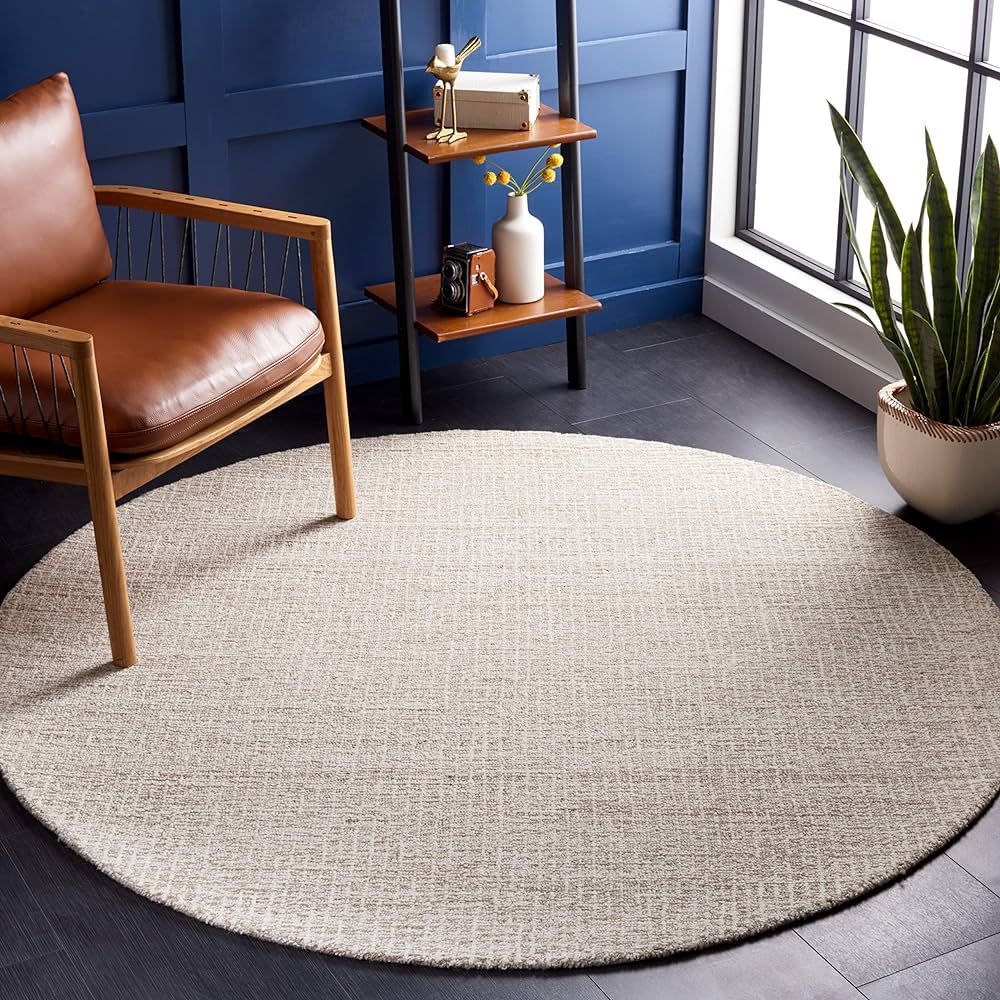 Safavieh Abstract Collection 6' Round Ivory/Grey ABT468G Handmade Wool Area Rug | Amazon (US)