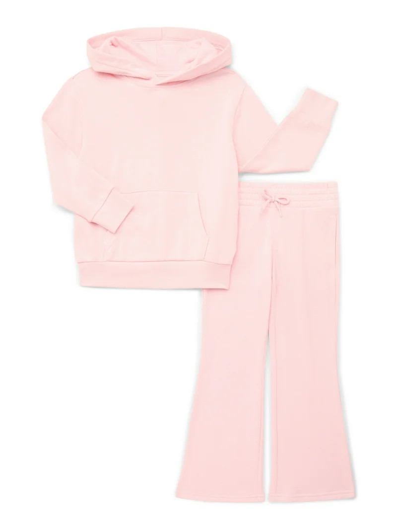 Wonder Nation Girls Fleece Hoodie and Flare Pants Set, 2-Piece, Sizes 4-18 & Plus | Walmart (US)
