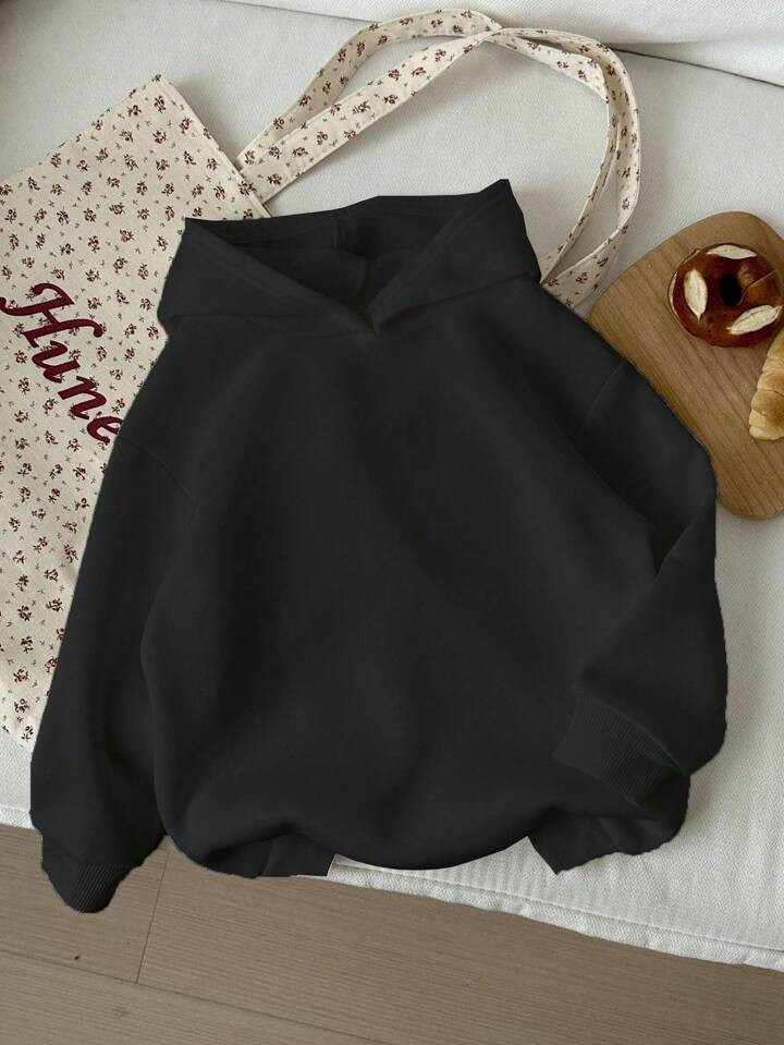 SHEIN Tween Girl Casual Hooded Long Sleeve Thick Sweatshirt, Suitable For Autumn/Winter | SHEIN