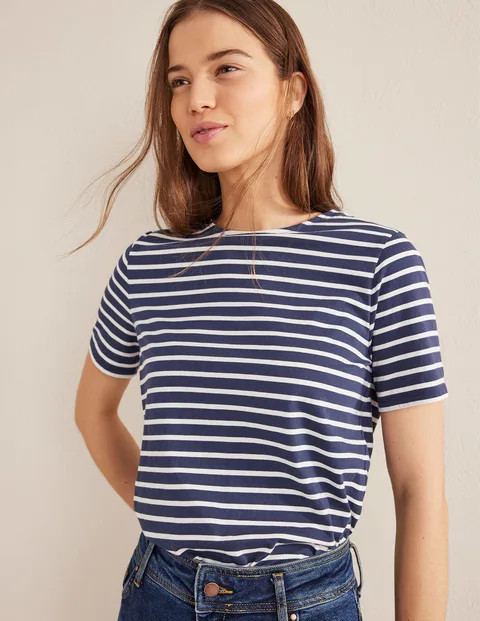 Bea Short Sleeve Breton - Ivory, Navy | Boden (UK & IE)