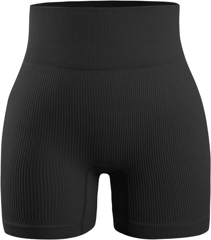 LISSMOMO Women's Seamless Workout Yoga Biker Shorts Ribbed High Waist Athletic Leggings | Amazon (US)